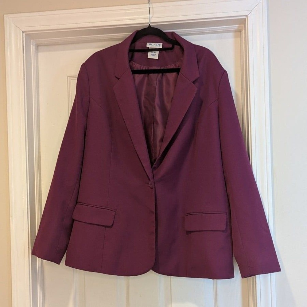 Dark Academia Vintage Blair Purple Office Siren Blazer Jacket 20W Careerwear
